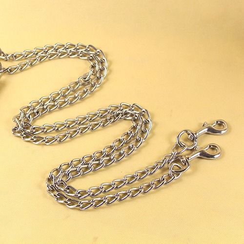 Metal Chain Dog Leash (Brown)- Heavy Duty Pet Lead with Swivel Clip and Soft PU Handle, Durable Chew-Resistant Chain for Daily Dog Walking and Outdoor Use