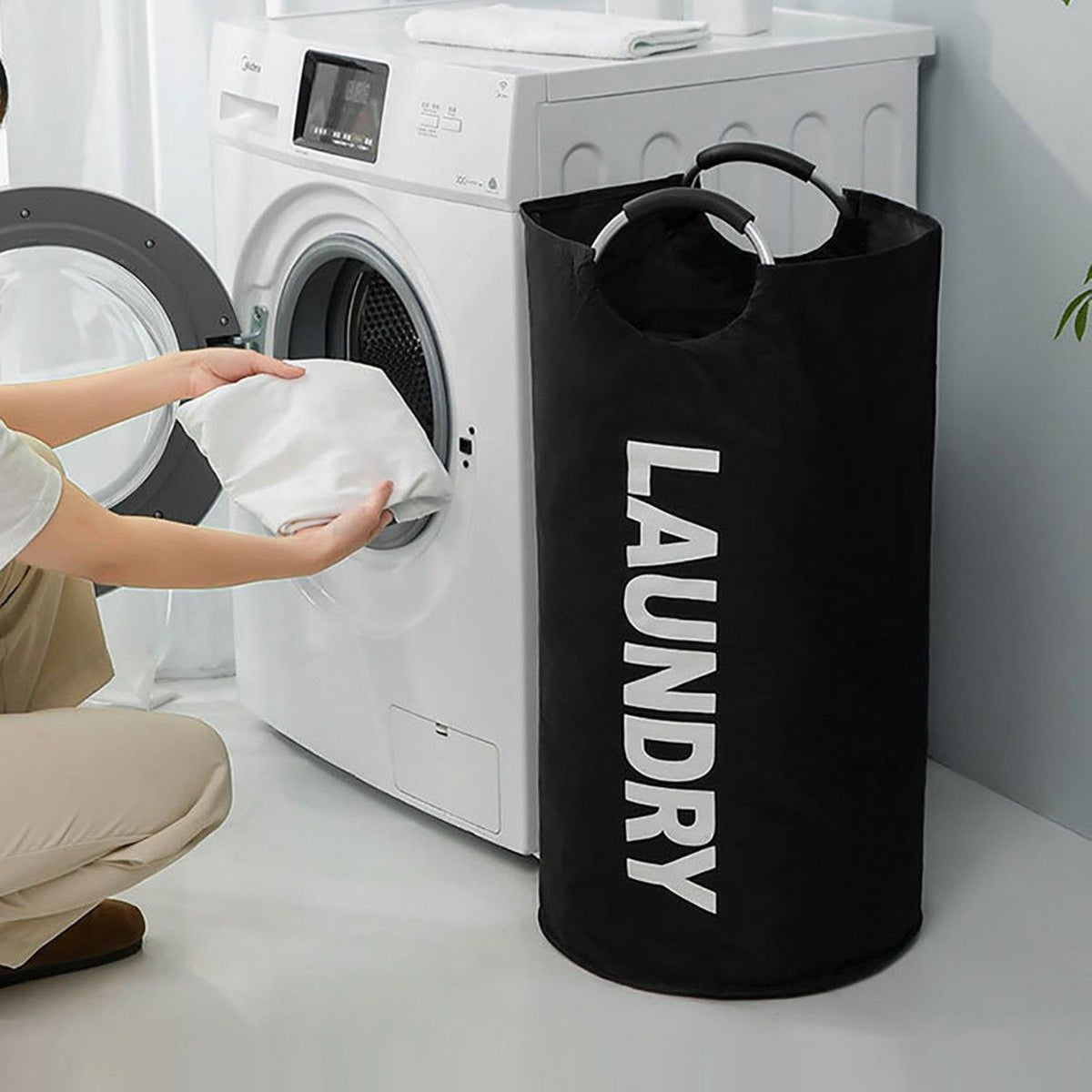 Red Collapsible Laundry Hamper 2 Pack - 38 x 79 cm Oxford Fabric Large Capacity Clothes Baskets with Carry Handles, Space Saving Storage for Home and Dorm