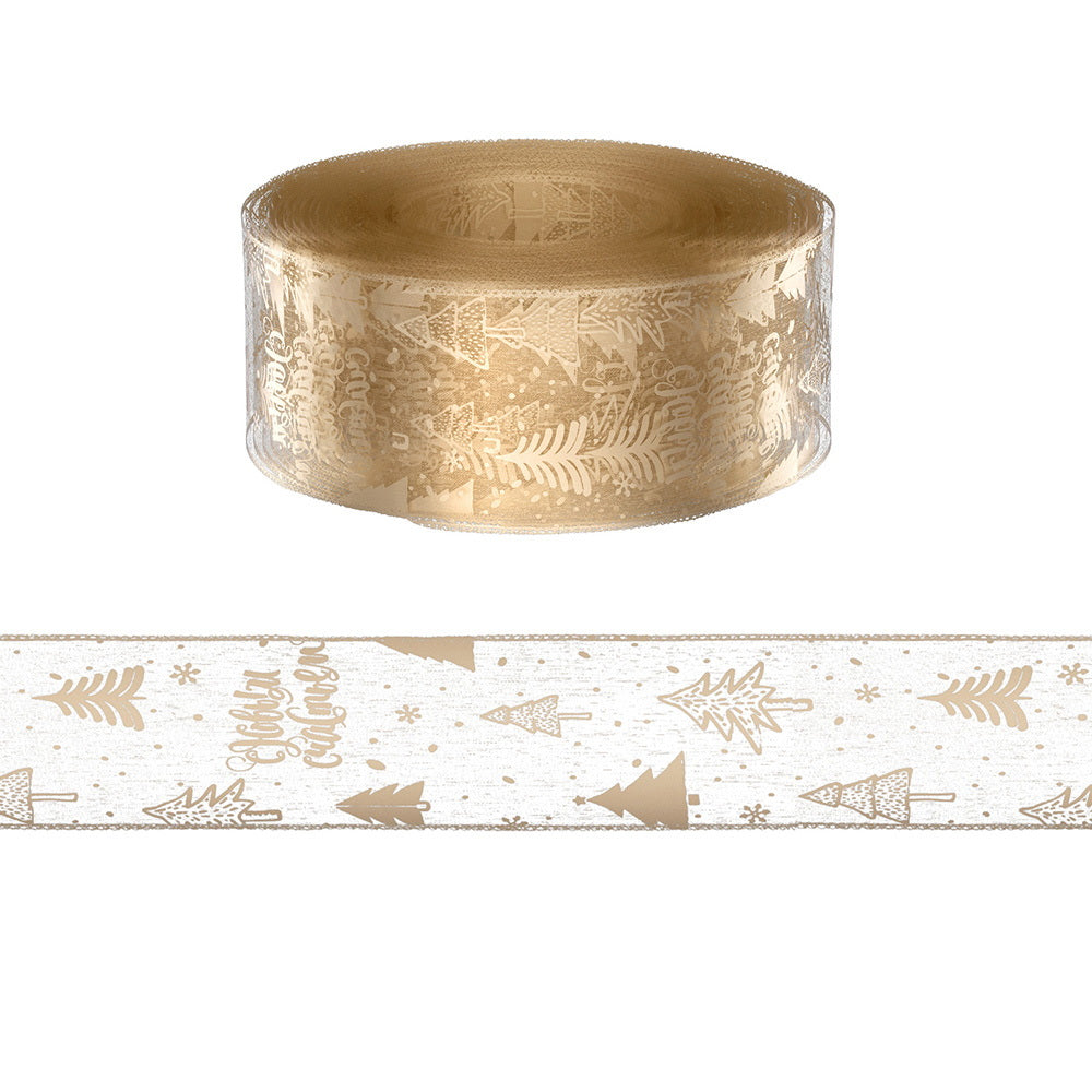 Jingle Jollys 20M Christmas Ribbon Roll Bow Printed Xmas Tree Decor Gift Gold