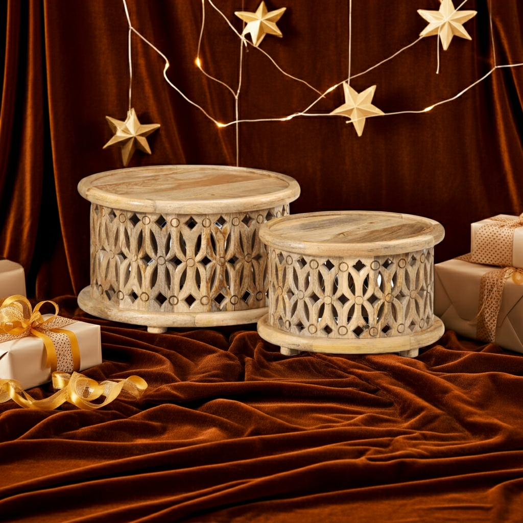 2 Piece Coffee Table Set Solid Wood Mango